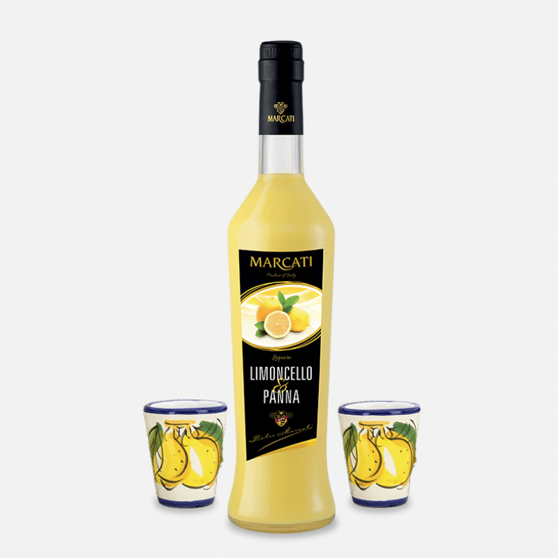 Handmade Limoncello cream from Italy with Ceramic Glasses
