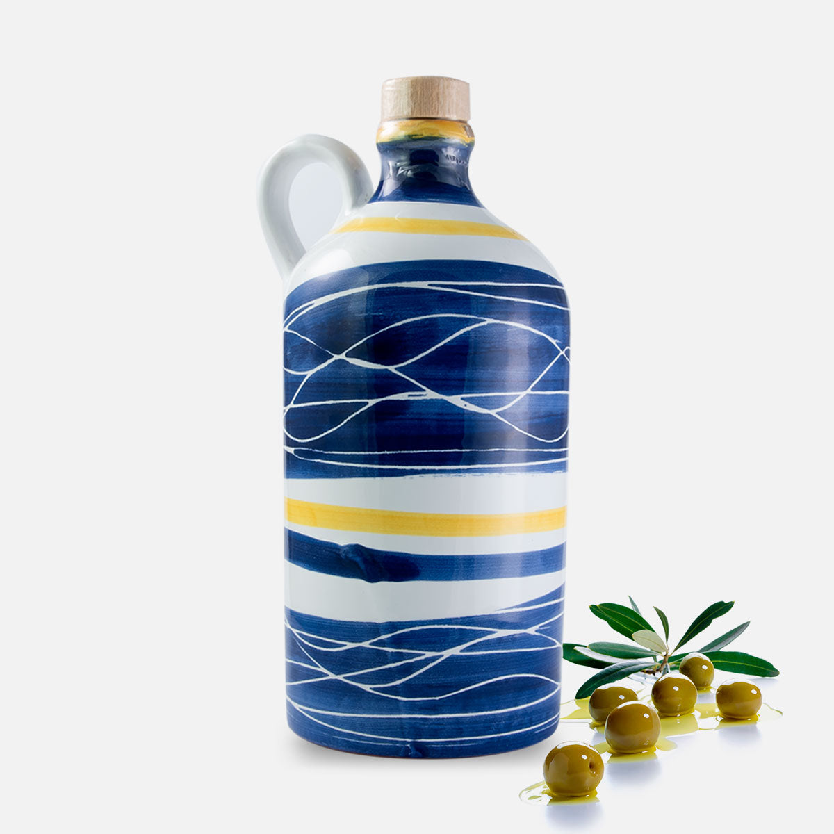 Sorrento Navy Blue Dolceterra Olive Oil Handmade Painted: Hand-Painted Olive Oil Elegance from Sorrento