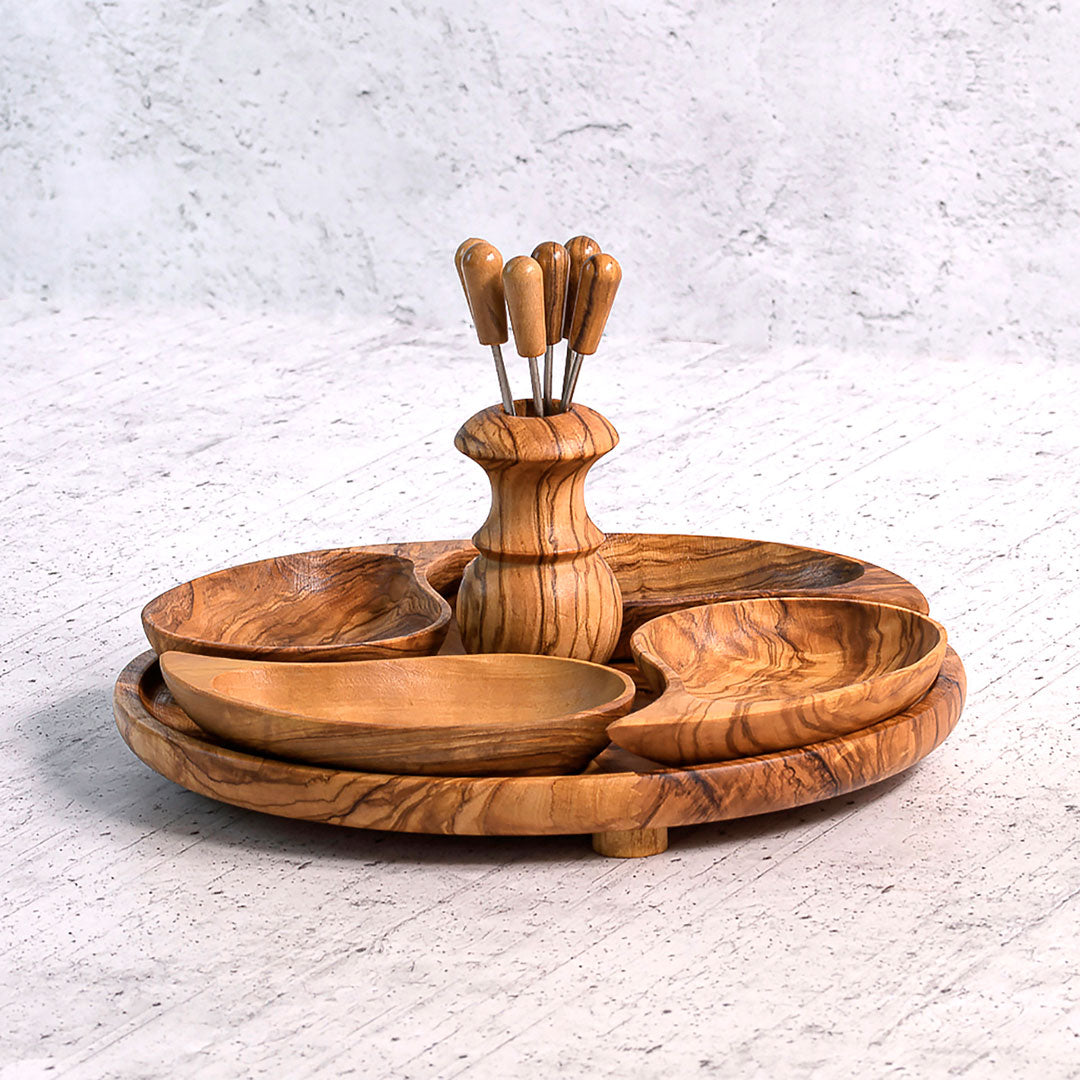 Set Apericena – Olive Wood Sauce & Jam Serving Set