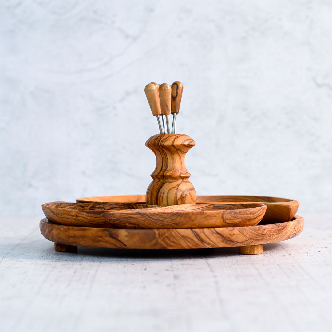 Set Apericena – Olive Wood Sauce & Jam Serving Set