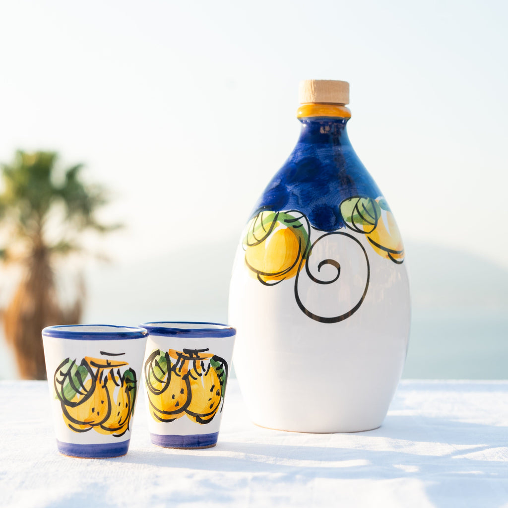 Service à Limoncello Deruta – 6 Verres Céramique Citron + Seau Inox (occasion, Très Bon état)