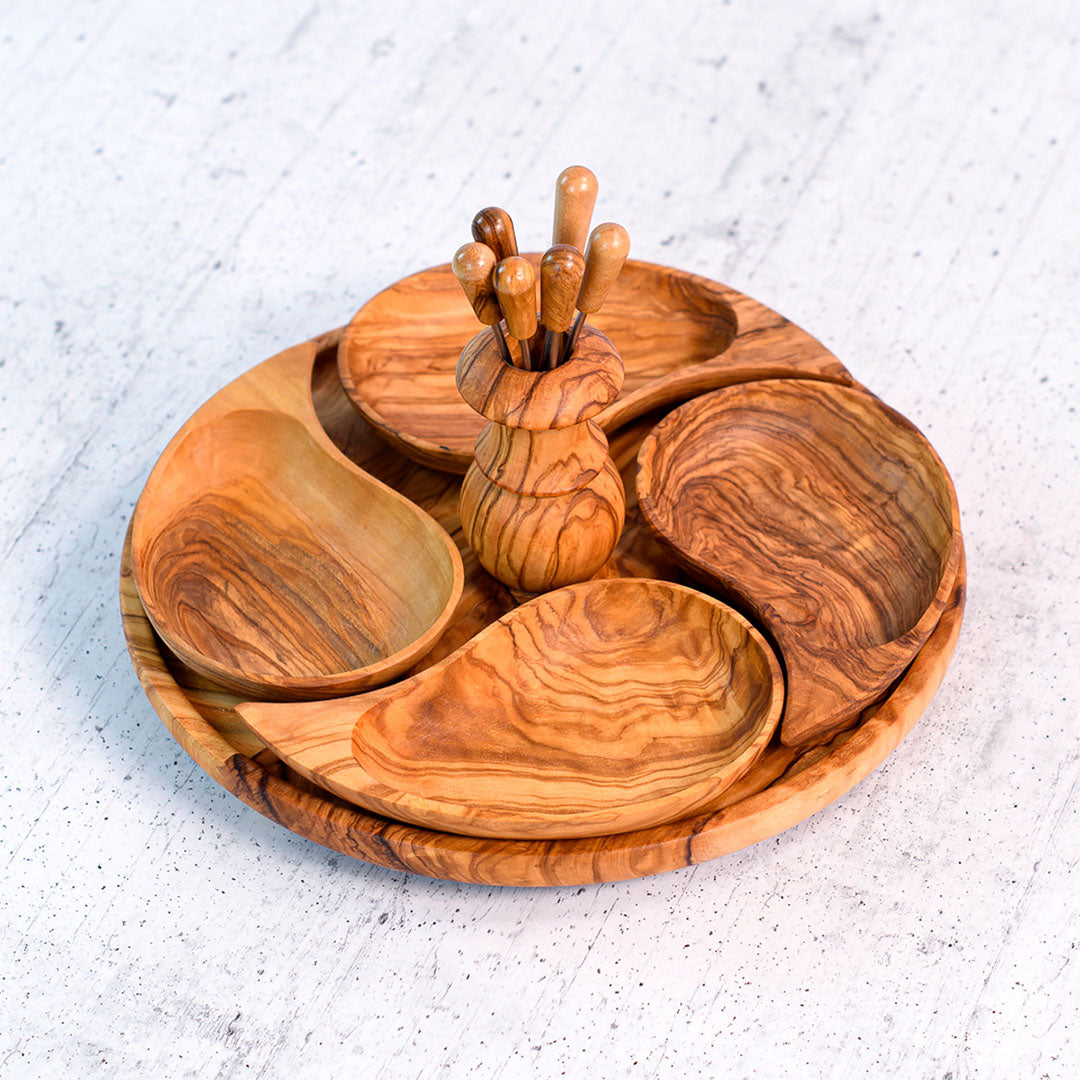 Set Apericena – Olive Wood Sauce & Jam Serving Set