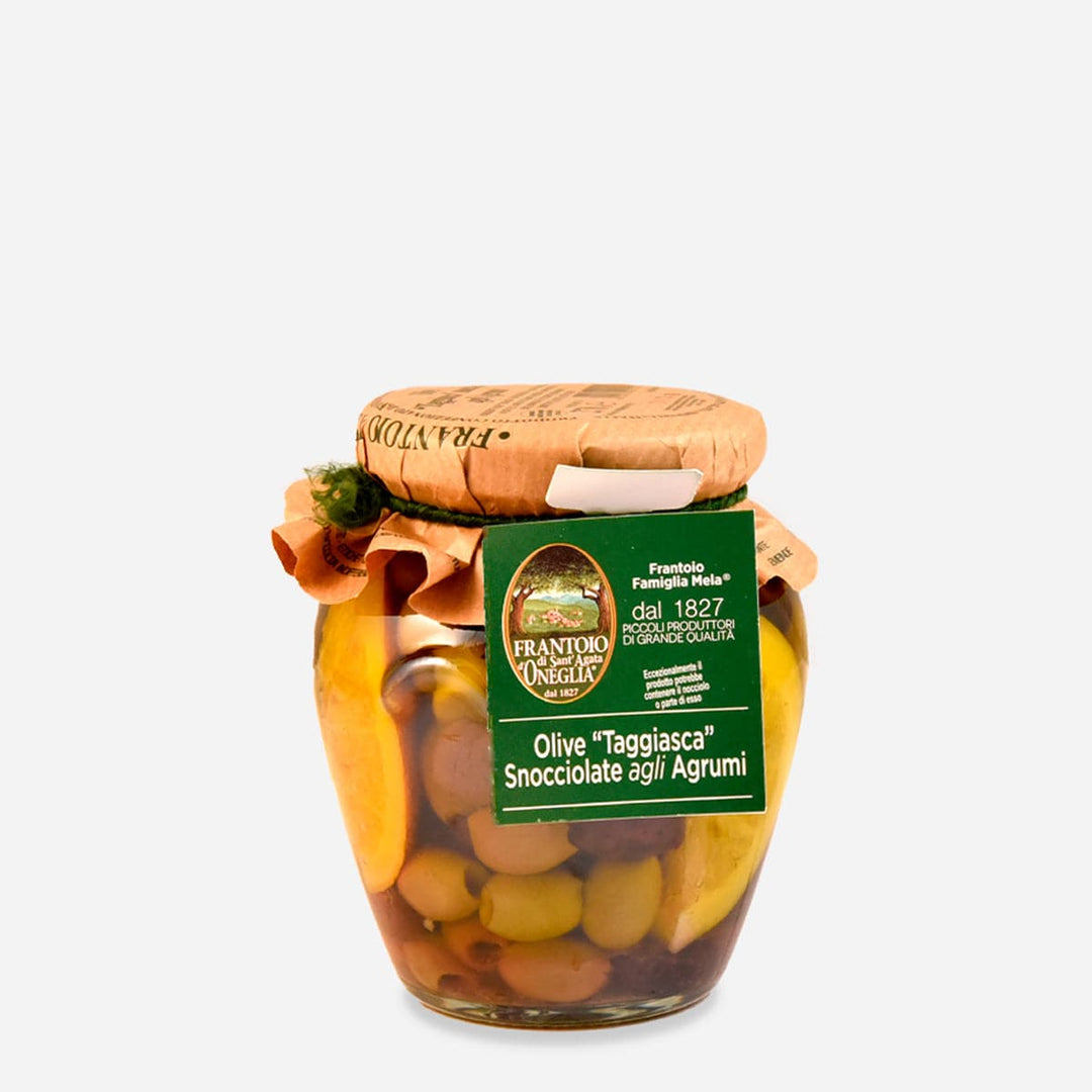 Pitted Taggiasca olives and Citrus, image size:1080x1080