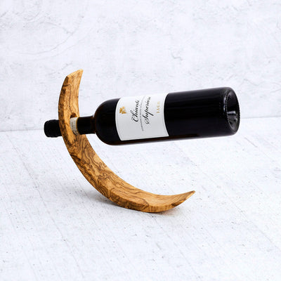 Luna Curva Olive Wood Bottle Holder