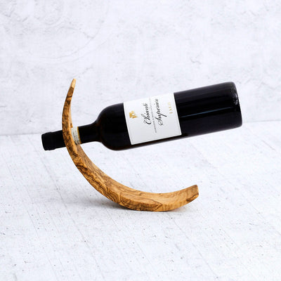 Luna Curva Olive Wood Bottle Holder