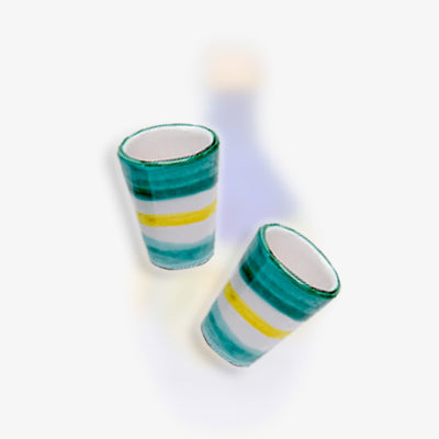 Dolceterra N°2 Handmade 'Stripy of Sorrento' Terracotta Glasses - Fine Food Gifts | Italian Gift Baskets – Dolceterra Italian Within US Store‎