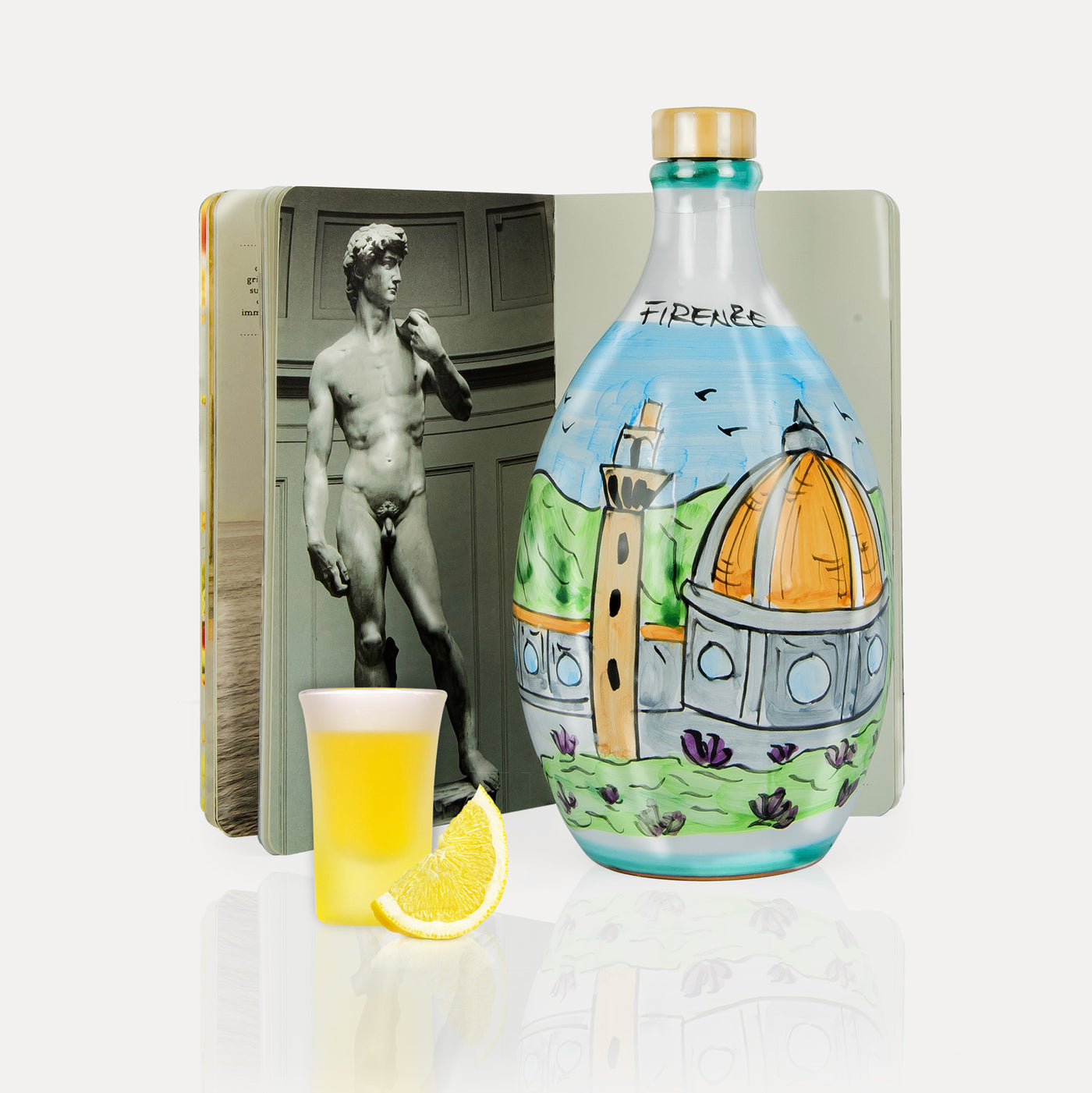 'Limoncello Sorrento' - Pot peint à la main et livre italien