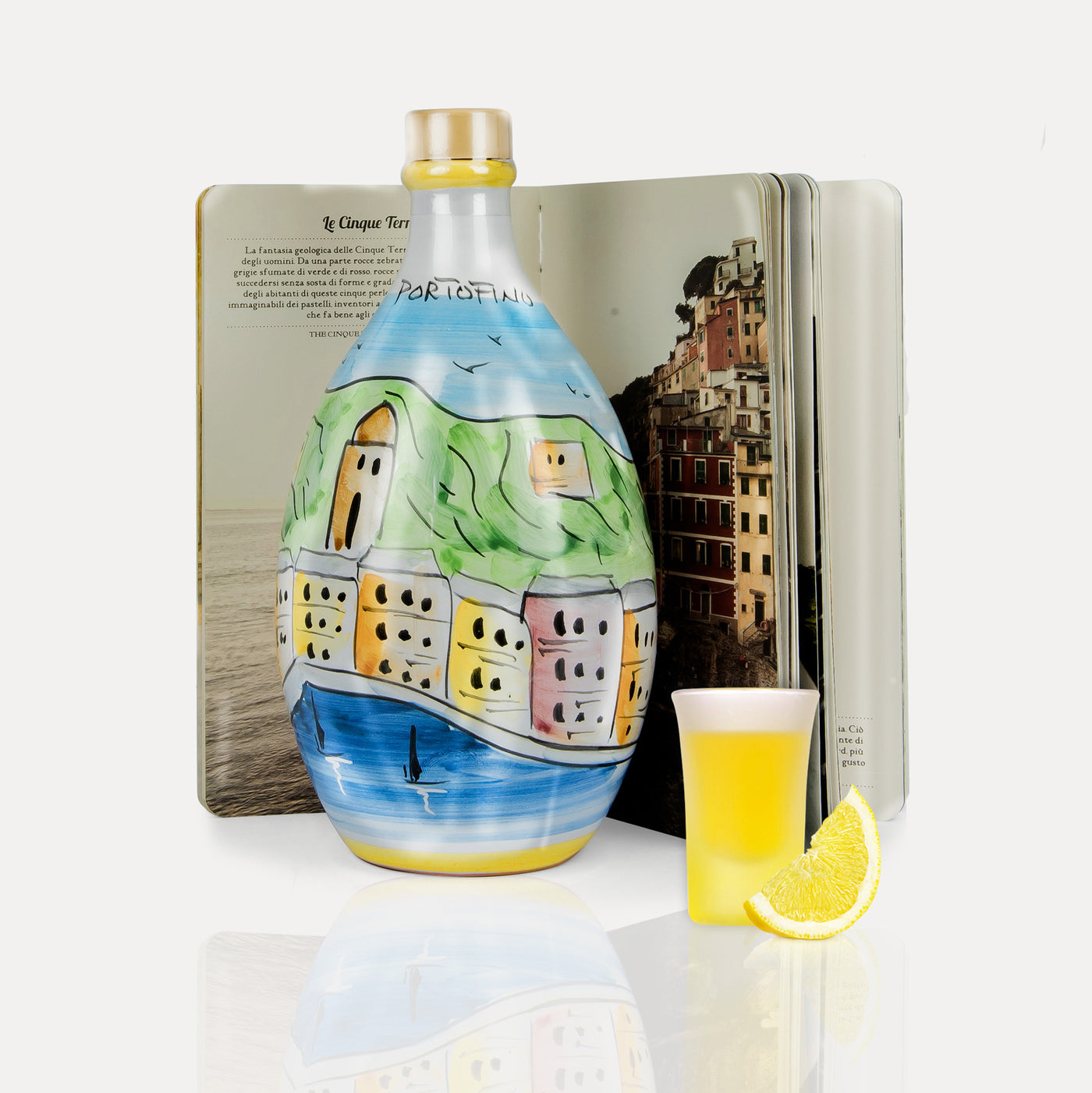 'Limoncello Sorrento' - Pot peint à la main et livre italien