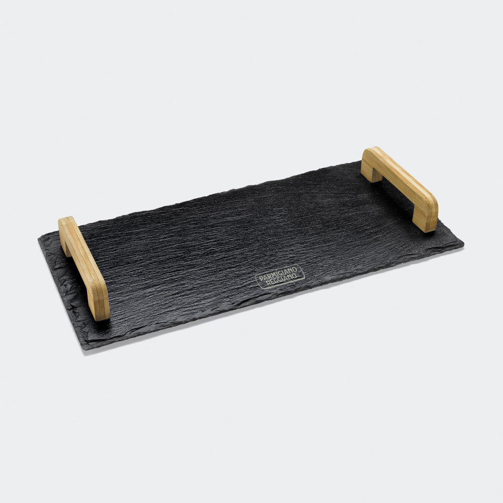 TRAVIATA - Slate tray with wooden handles
