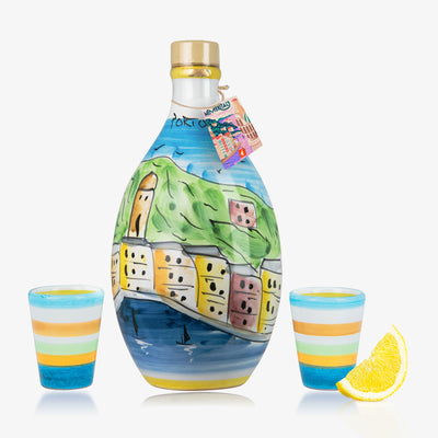 'Portofino' - Handmade Jar Limoncello and two Glasses