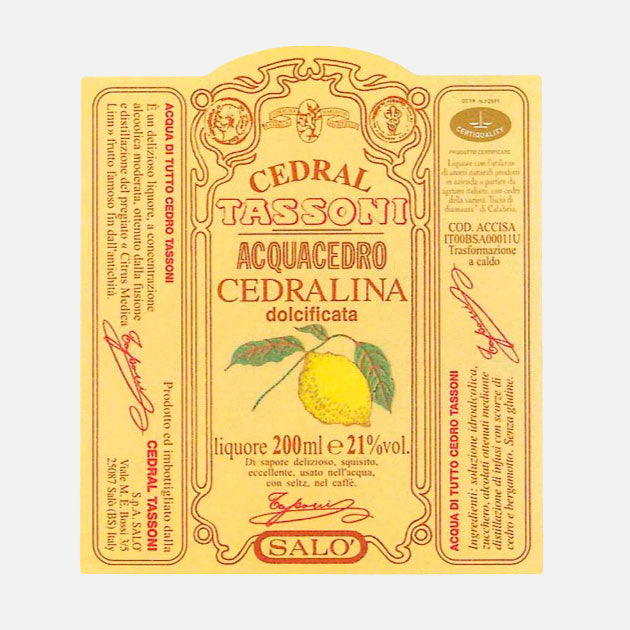 AcquaCedro Tassoni (2 x 200 cl) Historic Italian Drink