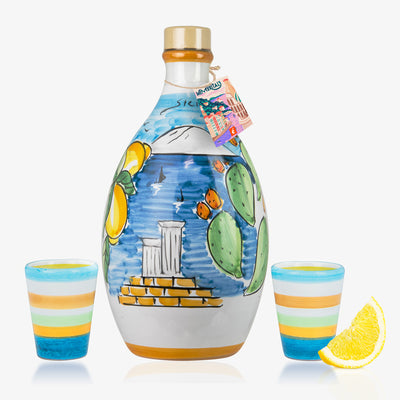 'Sicilia' - Handmade Jar Limoncello and two Glasses