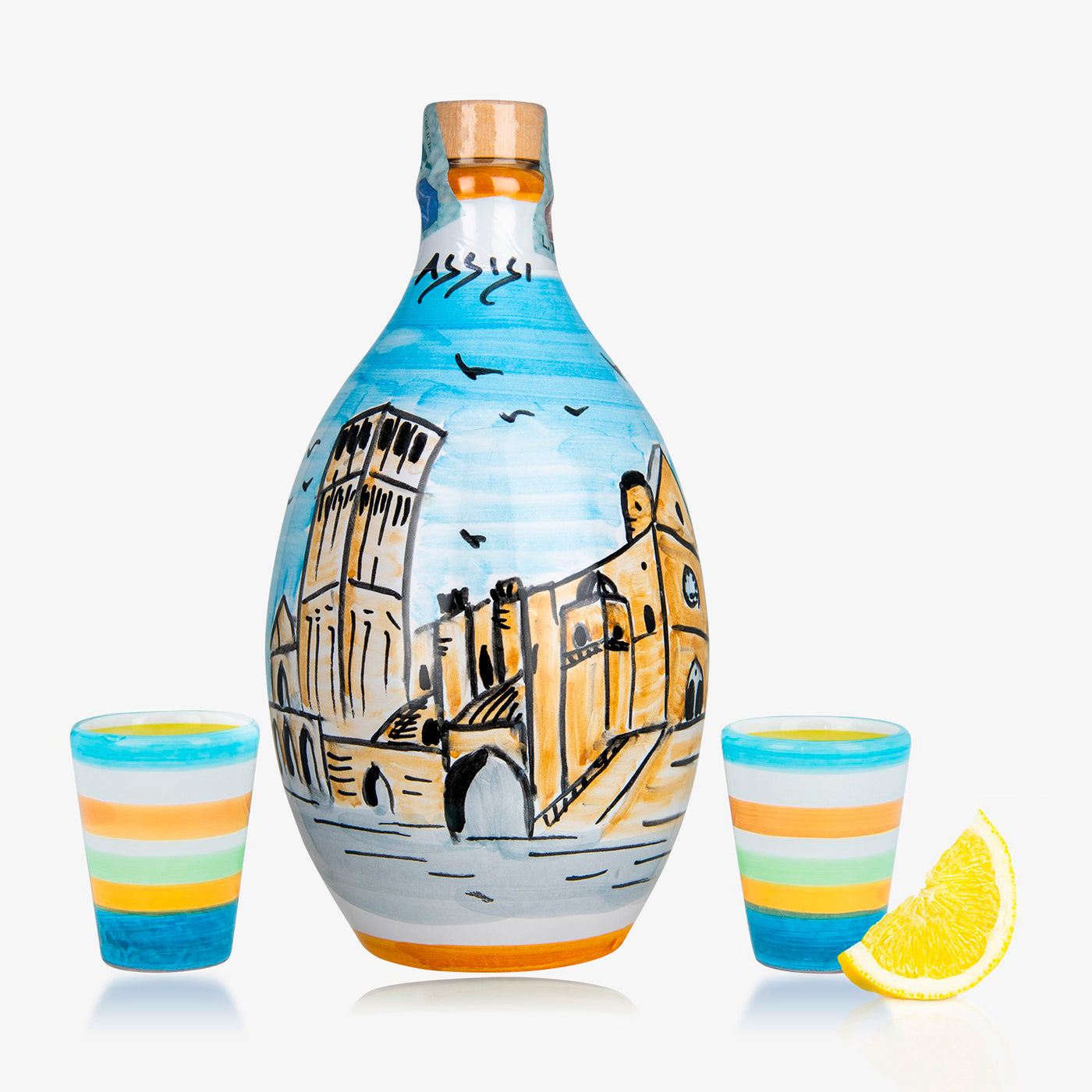 'Assisi' - Handmade Jar Limoncello and two Glasses