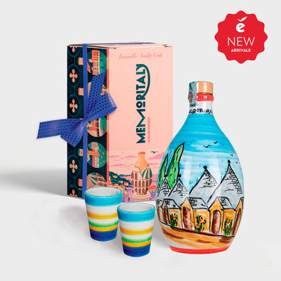 'Alberobello' - Dolceterra Handmade Jar Limoncello and two Glasses