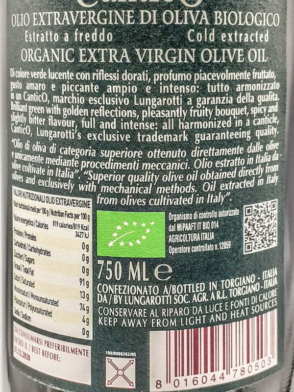 Cantico Extra Virgin Olive Oil 'The expression of Umbria' Organic Biologico