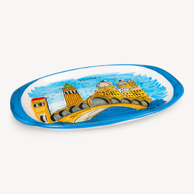 Memoritaly Handmade Painted Tray Venezia and Glasses City Set (6 pcs of glass)