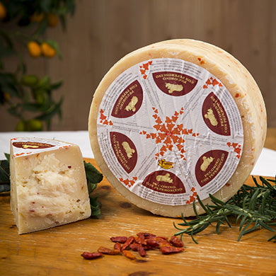 Pecorino Siciliana Cheese DOP with Pepper/Cut & Wrapped by