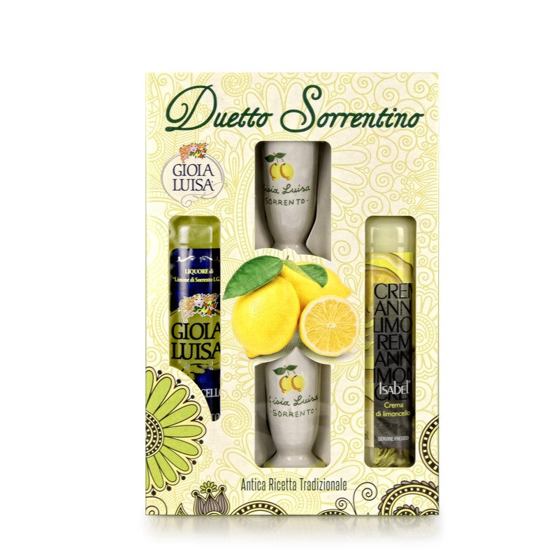 Gioia Luisa Limoncello and Limoncello Cream With handmade painted glasses - Fine Food Gifts | Italian Gift Baskets – Dolceterra Italian Within US Store‎