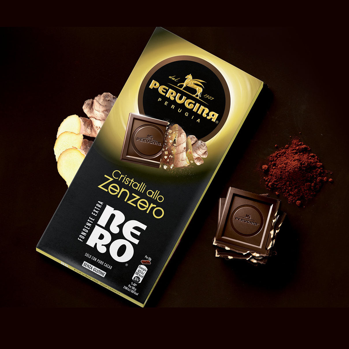 Perugina Nero Fondente Extra Zenzero - Barre de chocolat au gingembre
