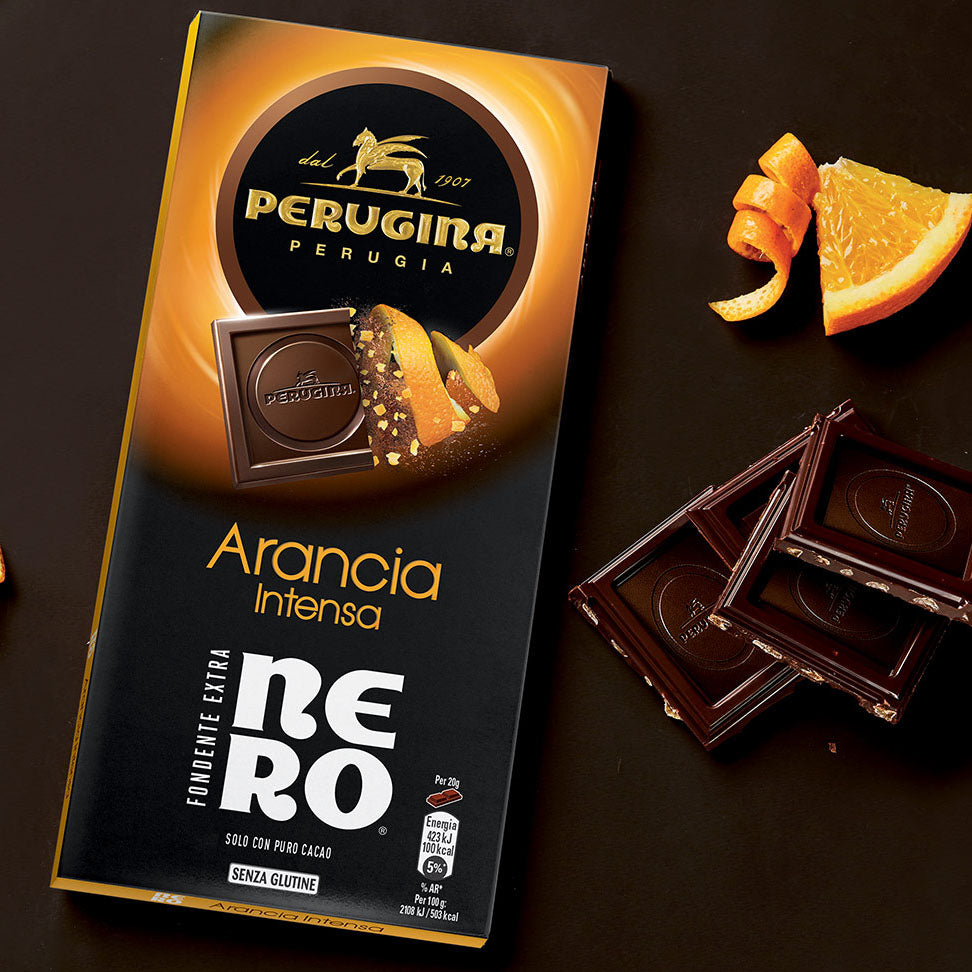 Perugina Nero Fondente Extra Arancia - Dark Chocolate Bar and Granules with Sicilian Orange